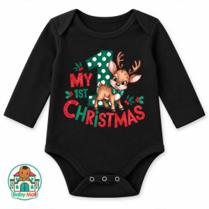 Black Baby Bodysuit My 1st Christmas 9-12 Months