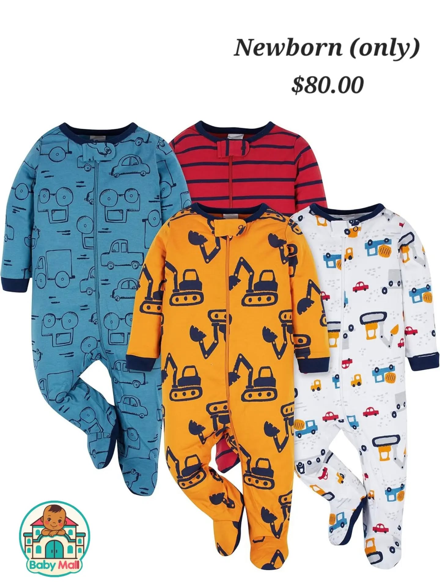 Baby Mall Multi-color Baby 4-Pack Sleep N Play Footies Newborn