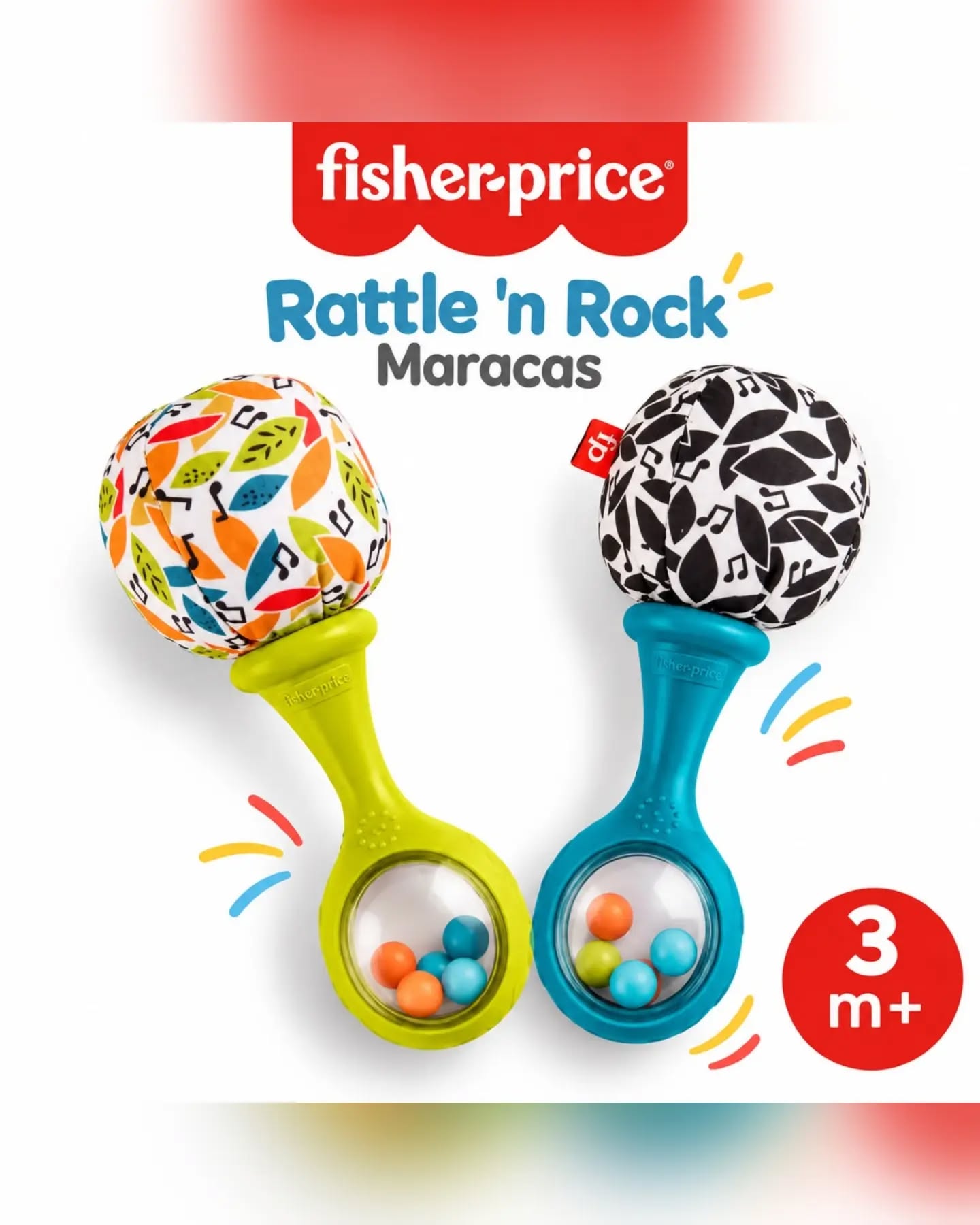 Fisher-Price Green and Blue Baby Rattle Maracas Set 3 Months+